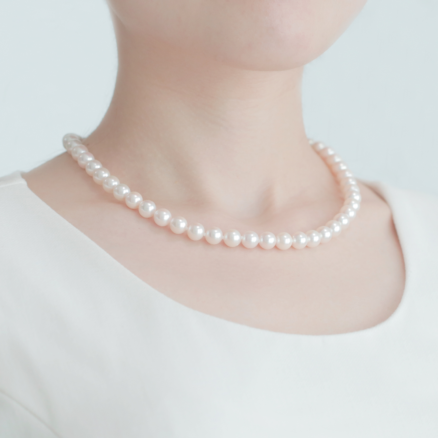 人気の ネックレス 一連 SV アコヤ真珠 約7.4～8.0mm程度 - ネックレス 